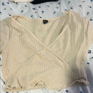 SHEIN Beige Textured Wrap Blouse